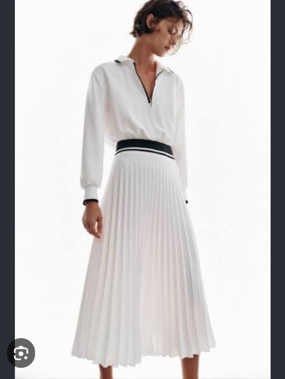 Zara Combination Pleated Midi Dress